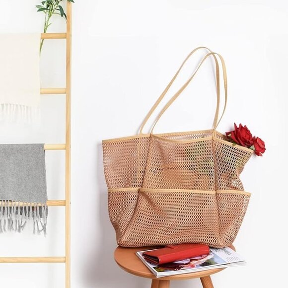 SUMMER Mesh Beach Tote Bag Waterproof for Beach and Pool - Picture 3 of 11
